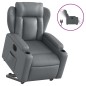 vidaXL Sillón reclinable elevable eléctrico de cuero sintético gris