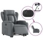 vidaXL Sillón reclinable elevable eléctrico de cuero sintético gris