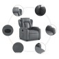 vidaXL Sillón reclinable elevable eléctrico de cuero sintético gris