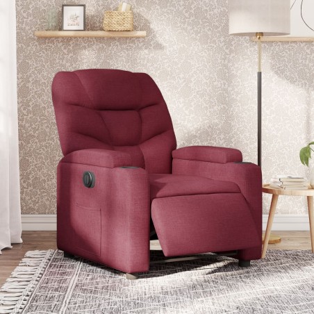 vidaXL Sillón reclinable eléctrico tela rojo tinto