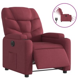 vidaXL Sillón reclinable eléctrico tela rojo tinto