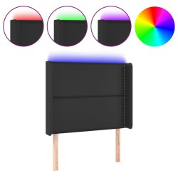 vidaXL Cabecero con LED cuero sintético negro 93x16x118/128 cm