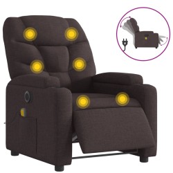 vidaXL Sillón reclinable de masaje eléctrico tela marrón oscuro