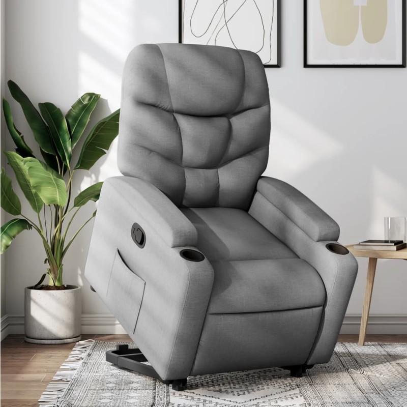 vidaXL Sillón reclinable elevable de tela gris claro vidaXL Sillón reclinable elevable de tela gris claro