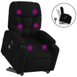 vidaXL Sillón reclinable de masaje elevable tela negro