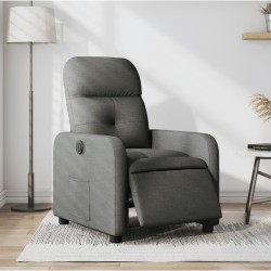 vidaXL Sillón reclinable eléctrico de tela gris oscuro