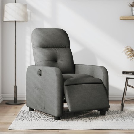 vidaXL Sillón reclinable eléctrico de tela gris oscuro