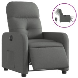 vidaXL Sillón reclinable eléctrico de tela gris oscuro