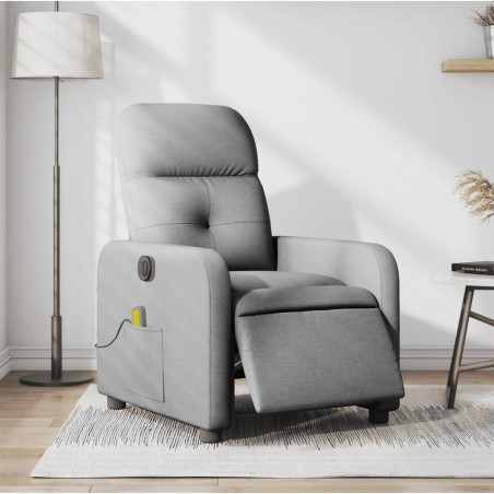 vidaXL Sillón reclinable de masaje eléctrico tela gris claro