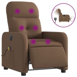 vidaXL Sillón reclinable de masaje eléctrico tela marrón