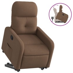 vidaXL Sillón reclinable elevable de tela marrón