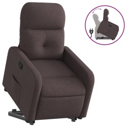 vidaXL Sillón reclinable elevable tela marrón oscuro