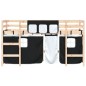vidaXL Cama alta niños con cortinas madera pino blanco negro 90x200 cm