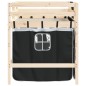 vidaXL Cama alta niños con cortinas madera pino blanco negro 90x200 cm