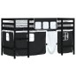 vidaXL Cama alta niños con cortinas madera pino blanco negro 90x200 cm vidaXL Cama alta niños con cortinas madera pino blanco negro 90x200 cm