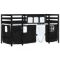 vidaXL Cama alta niños con cortinas madera pino blanco negro 90x200 cm vidaXL Cama alta niños con cortinas madera pino blanco negro 90x200 cm