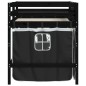 vidaXL Cama alta niños con cortinas madera pino blanco negro 90x200 cm vidaXL Cama alta niños con cortinas madera pino blanco negro 90x200 cm