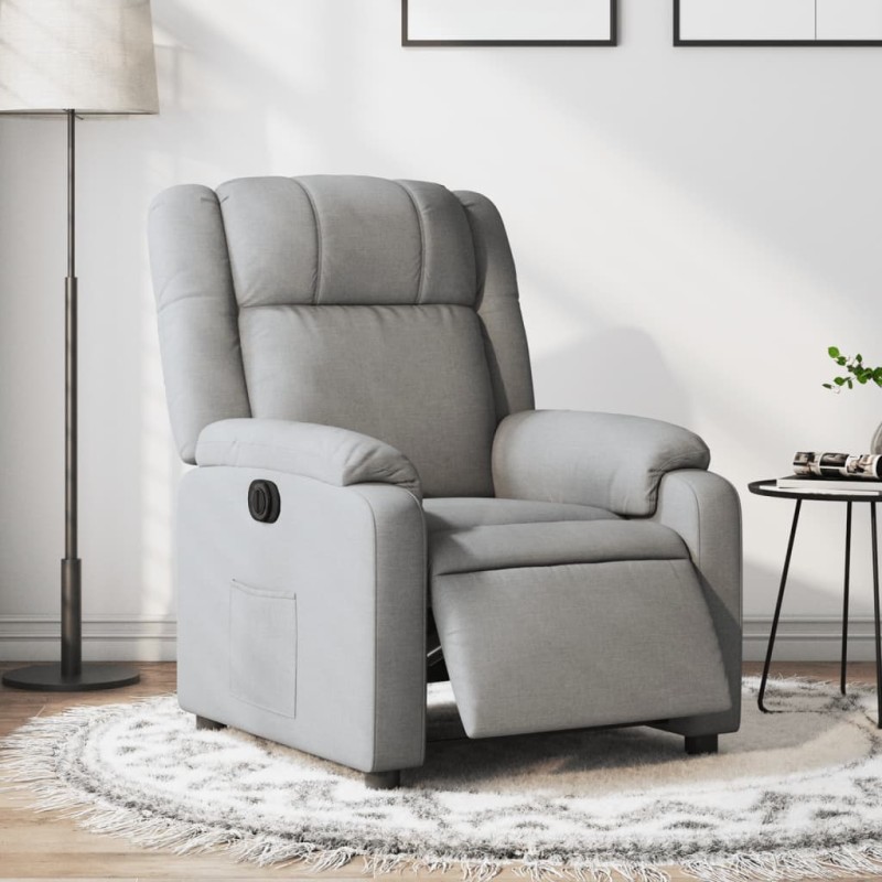 vidaXL Sillón reclinable eléctrico tela gris claro vidaXL Sillón reclinable eléctrico tela gris claro