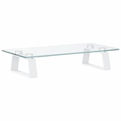 vidaXL Soporte de monitor vidrio templado y metal blanco 40x20x8 cm