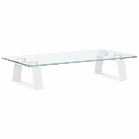 vidaXL Soporte de monitor vidrio templado y metal blanco 40x20x8 cm
