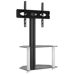 vidaXL Mueble TV esquina 2 niveles para 32-70 pulgadas negro plateado