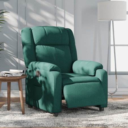 vidaXL Sillón reclinable eléctrico tela verde oscuro