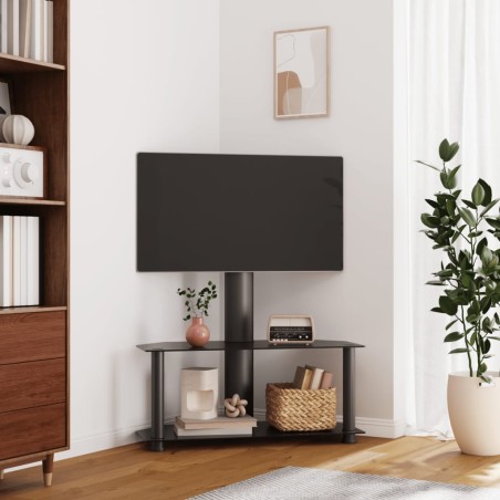 vidaXL Mueble de TV de esquina 2 niveles para 32-70 pulgadas negro
