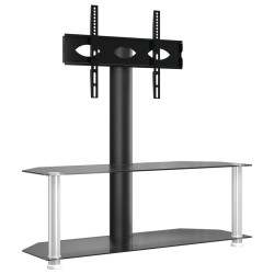 vidaXL Mueble TV esquina 2 niveles para 32-70 pulgadas negro plateado