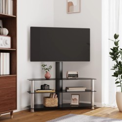 vidaXL Mueble TV esquina 3 niveles para 32-70 pulgadas negro plateado
