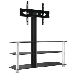 vidaXL Mueble TV esquina 3 niveles para 32-70 pulgadas negro plateado