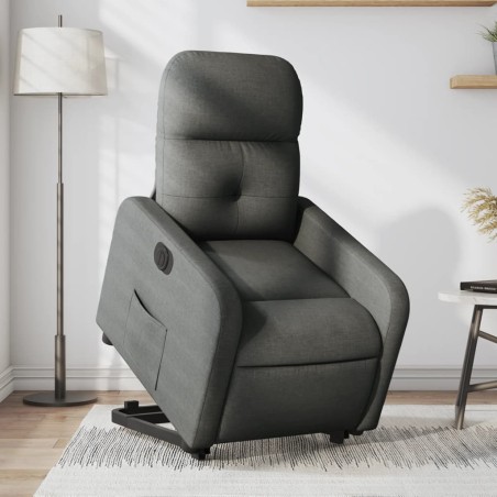vidaXL Sillón eléctrico reclinable elevable de tela gris oscuro