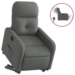 vidaXL Sillón eléctrico reclinable elevable de tela gris oscuro