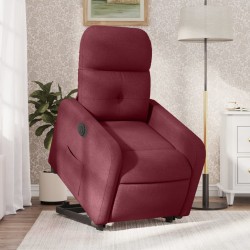 vidaXL Sillón eléctrico reclinable elevable de tela rojo tinto