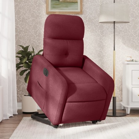 vidaXL Sillón eléctrico reclinable elevable de tela rojo tinto