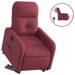 vidaXL Sillón eléctrico reclinable elevable de tela rojo tinto