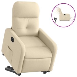 vidaXL Sillón eléctrico reclinable elevable de tela color crema