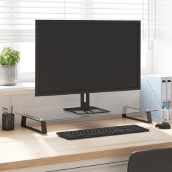 vidaXL Soporte de monitor vidrio templado y metal negro 80x35x8 cm