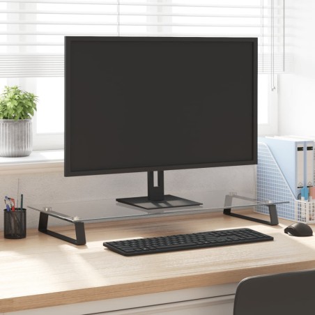 vidaXL Soporte de monitor vidrio templado y metal negro 80x35x8 cm