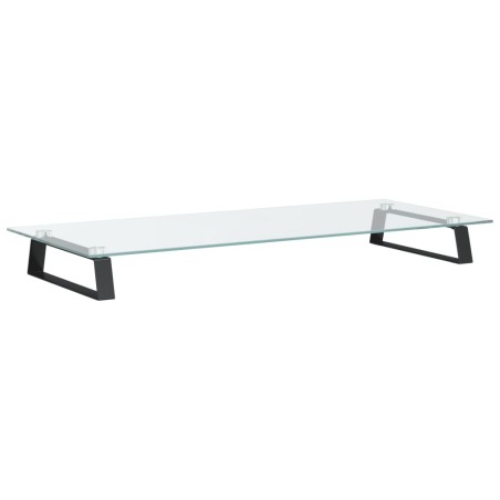 vidaXL Soporte de monitor vidrio templado y metal negro 80x35x8 cm