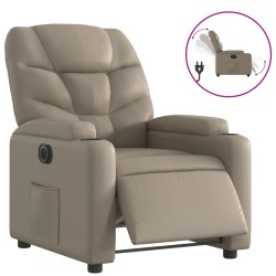 vidaXL Sillón reclinable eléctrico de cuero sintético color capuchino