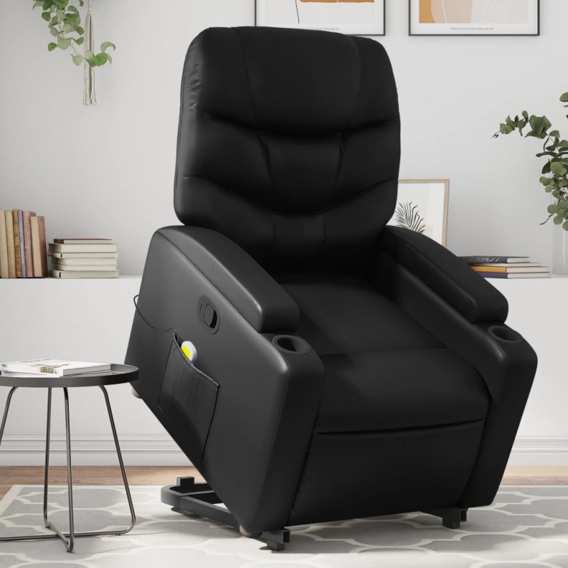 vidaXL Sillón reclinable de masaje de pie cuero artificial negro vidaXL Sillón reclinable de masaje de pie cuero artificial negro