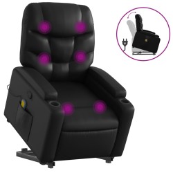 vidaXL Sillón reclinable de masaje de pie cuero artificial negro