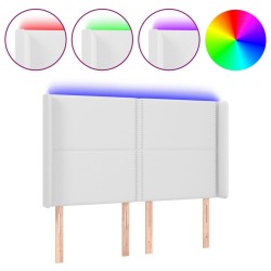 vidaXL Cabecero con LED cuero sintético blanco 147x16x118/128 cm