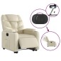 vidaXL Sillón reclinable elevable eléctrico de cuero sintético crema vidaXL Sillón reclinable elevable eléctrico de cuero sintético crema