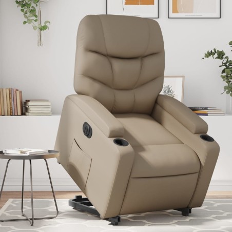 vidaXL Sillón elevable eléctrico cuero artificial capuchino