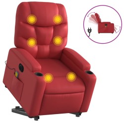 vidaXL Sillón de majaje elevable eléctrico cuero artificial rojo