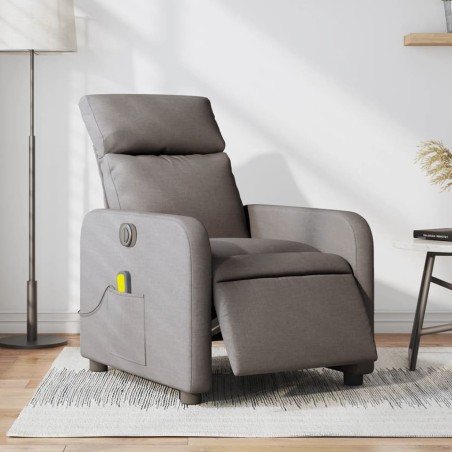 vidaXL Sillón reclinable de masaje eléctrico tela gris taupe
