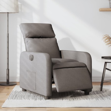 vidaXL Sillón reclinable eléctrico tela gris taupé