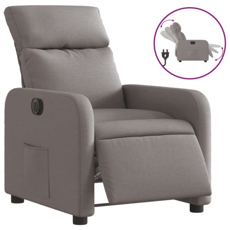vidaXL Sillón reclinable eléctrico tela gris taupé