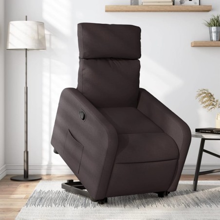 vidaXL Sillón reclinable elevable tela marrón oscuro